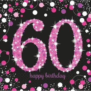 60 års fødselsdag servietter 16 stk. - Pink