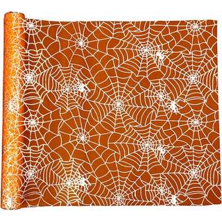 Elegant orange bordløber i organza - 3,5 m lang
