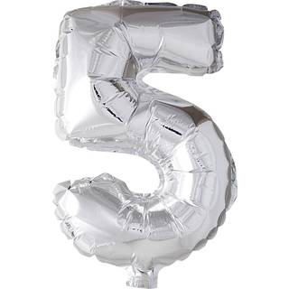 Sølv Folieballon Tal 5 - 41 cm til Festen