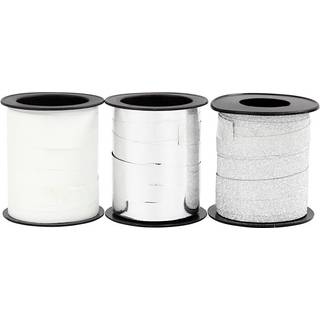 Sølv Glitter Gavebånd 10 mm - 3x15 m