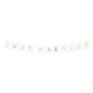 Bryllups banner - Just Married - Hvid 15 x 155 cm