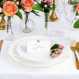 10 stk bordkort med rose guld hjerte