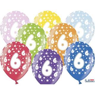 6 stk. Fødselsdagsballoner Metallic Mix – Perfekte til 6 Års Fest Helium Dekoration