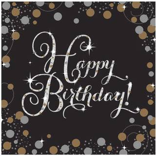 Happy Birthday servietter 16 stk. - Sølv