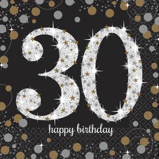 30 års fødselsdag servietter 16 stk. - Sølv