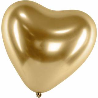 50 stk. Chrome hjerte balloner guld 12" - Spejlblanke latex til bryllup &amp; festpynt