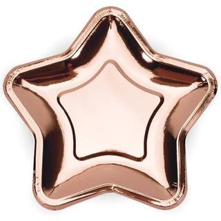6 stk Stjerne engangstallerken i rose guld Metallic 18cm
