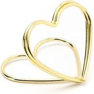 10 stk. Bordkortholder Hjerteformet Guld – Eksklusiv Borddekoration for Elegante Events