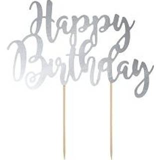 Happy Birthday kagepynt, sølv
