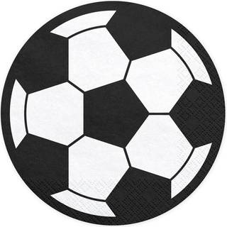 20 stk. Fodbold Frokostservietter - Sort/Hvid 3-lags, Festklar 27x27 cm