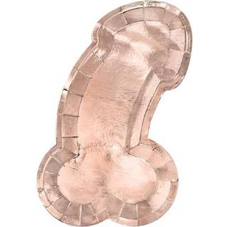 6 stk. Paptallerkner "Same Penis Forever" Roséguld – Perfekt til polterabend!