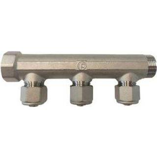 TEA fordelerrør 15 mm med 3x10mm studse. Messing