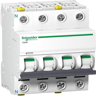 Schneider Acti9 iC60N 3P-N 4A Dobbelt terminal C-karakteristik 6/10kA 230V Bredde 72mm