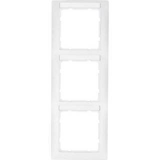 Berker Ramme 3 modul m/labelfelt lodret s. hvid