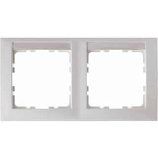 Berker Ramme 2 modul m/labelfelt vandret s hvid