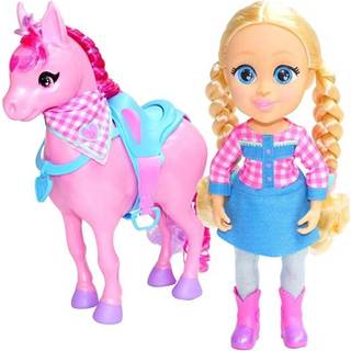 Love, Diana Cowgirl Diana and Honey - hest med lysende hår og cowboydukke - 33 cm