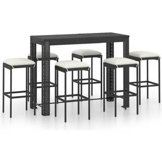 Barsæt Til Haven 3 Dele Med Hynder Polyrattan Brun - 6 / 140.5 cm bordlængde