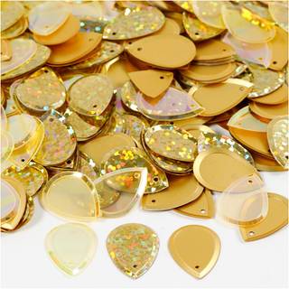 Dråbeformede guld-pailletter 14x19 mm, 50g