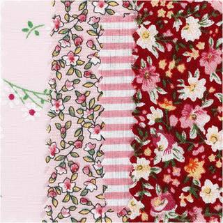 Rosa Patchworkstof 4 stk. 45x55 cm - 100% bomuld