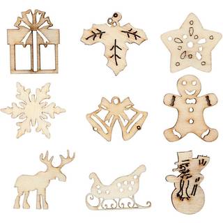Træpynt til Jul - 45 stk. 28 mm figurer