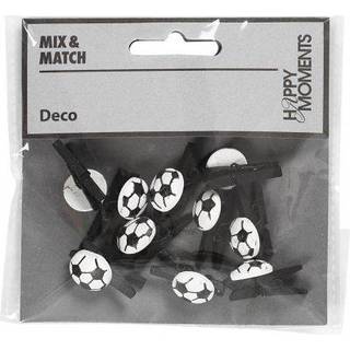 Fodboldklemmer 10 stk. - Sort, 14x25 mm, 12 mm tykkelse