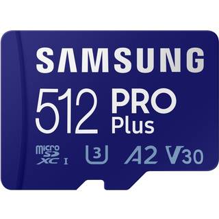 Samsung PRO PLUS microSD card 180MBs U3, V30, A2, with adapter 512GB