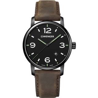 Wenger Urban Metropolitan Quartz Black Dial Brown Leather Men's Watch 01.1741.11