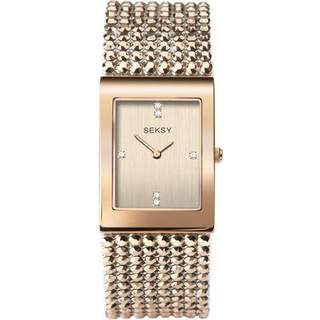 Seksy Dress Quartz Rose Gold Dial Rose Gold Brass Bracelet Ladies Watch 2724