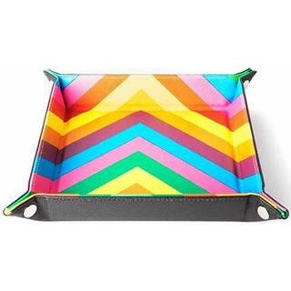 Velvet Folding Dice Tray 10x10 Rainbow with Leather Backing