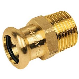 kobber Cu press overgang 1/2'' x 12 mm med udvendigt gevind og muffe