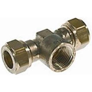 Tee 12 mm - 1/2" - 12 mm med muffe Kompressions Fittings