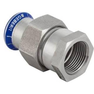 Mapress rustfrit union med indvendigt gevind, omløber i kromnikkelstål: d=22 mm, Rp=3/4", G=1"