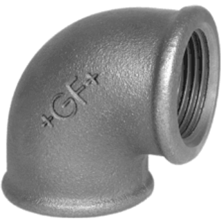Vinkel 90° sort 1/2" - 3/8" muffe-muffe