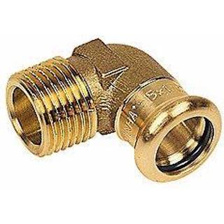 kobber Cu press vinkel 1/2'' - 15 mm 90º med udvendigt gevind og muffe