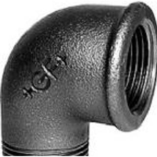 Vinkel 90° sort 1/2" muffe-nippel