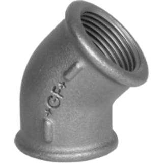 Vinkel 45° sort 2&#39;&#39; muffe-muffe