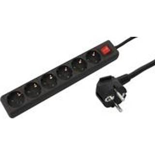 6-way Power Socket with switch 1,8m Black