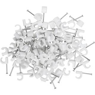 Ledningsclips rund 5-7mm hvid 100-pak