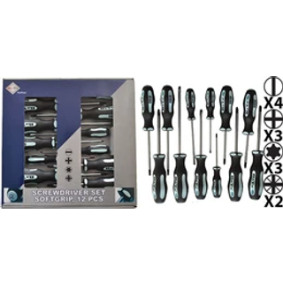 BATO Skruetrækkersæt 12 dele kærv/Torx/Ph/Pz (30520)
