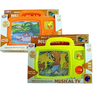 A-z Musikalsk TV (assorterede farver) - musikalsk TV i forskellige farver; AZ babylegetøj; til børn i bevægelse; beroligende lur til børn