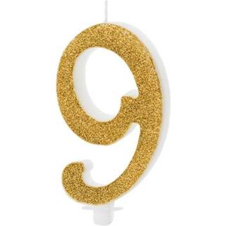 Guld fødselsdagslys 10 cm - 9