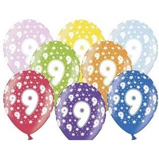6 stk. Metallic Fødselsdagsballoner Mixfarver 9 År – Elegant Latex til Helium &amp; Luft