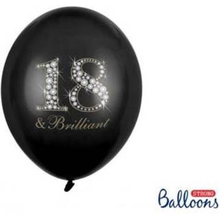 6 stk. Fødselsdagsballoner Sort 18 & Brilliant – Perfekt til Festlig Ballonbuket 12"