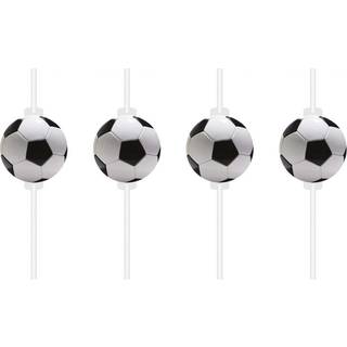 Fodbold papirsugerør, 4 stk.
