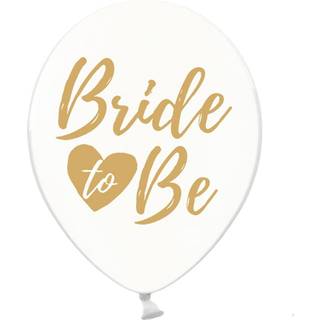6 stk. Latexballoner gennemsigtige guld Bride to be 30 cm - Perfekt til festpynt