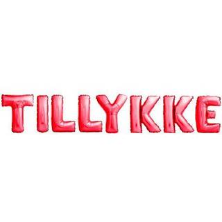 Folieballonsæt i rød med Tillykke