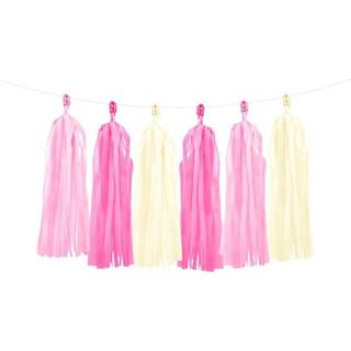 Guirlande med kvaster i pink/creme