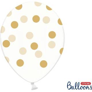 6 stk. Krystal Latex Balloner klar med guld prikker – Luksus dekoration til fest 30 cm