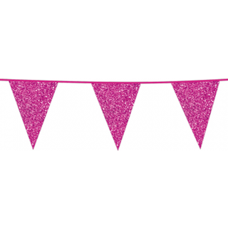 Hot pink vimpelguirlande med glimmer