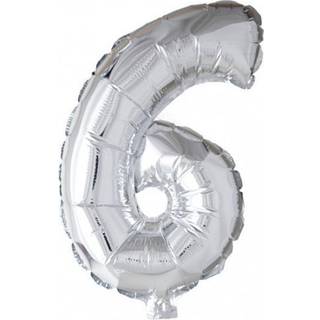 Folie tal ballon 6 sølv, 41 cm